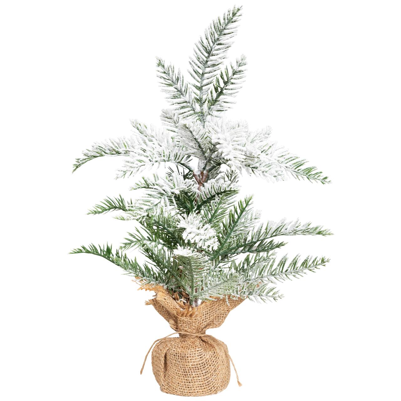 17.5" Unlit Flocked Artificial Christmas Tree with Burlap Base